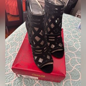 New in Box Genuine Leather Suede Block Heel Sandals by Carlos (Carlos Santana)